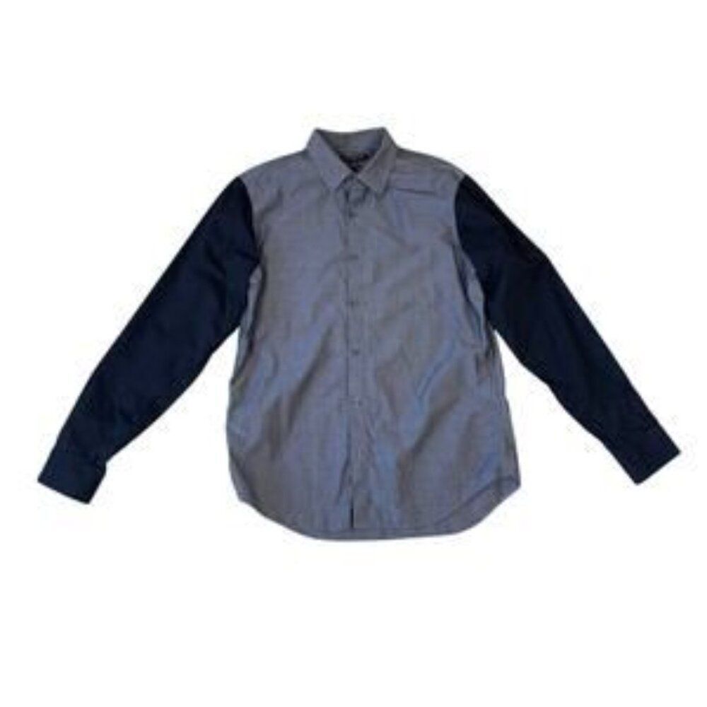 Banana Republic Black/Gray Color Blocked Long Sleeve Button Down Cotton Shirt S